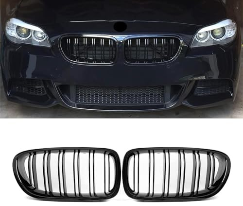 AOIQTTJNB F10 F11 Nieren Schwarz Front Kühlergrill für BMW 5 Serie F10 F11 M5 Grill Schwarz Glänzend Doppel-Lamellen Grill 2010-2017