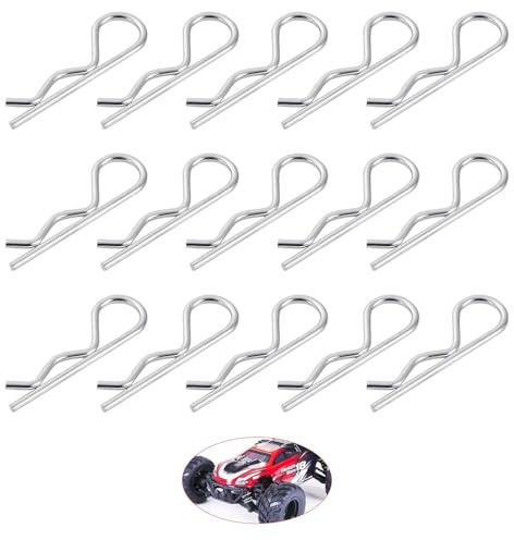 50 Stücke RC karosserieklammern,RC Karosserie Clips,M1.2*25,Edelstahl R Typ Pin,Metall Karosserieclip Stifte,Silber Körper Shell Clip,Karosserie Splinte Klammern,für Kinder RC Cars Karosserieclips