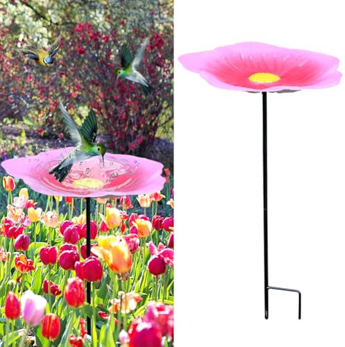 Vogeltränke Stehend Winterfest,Vogelfutterspender Vogeltränke Für Garten,Vogelbad Garten Balkon Balkongeländer Mit Ständer,Abnehmbar,Wassertränke Für Vögel,Frostsicher Vogeltränke (A)