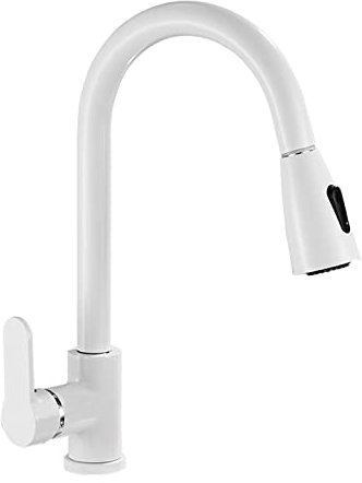 Grifos de cocina con spray spray fregadero de cocina grifo blanco latón retráctil retráctil y fría giratoria grifo de fregadero