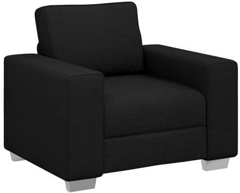 vidaXL Moderner ergonomischer Sessel für drinnen zum EntspannenStylischer schwarzer Stoff mit abnehmbarem KissenBequeme SitzgelegenheitLesesessel Wohnzimmer Premium gepolstert