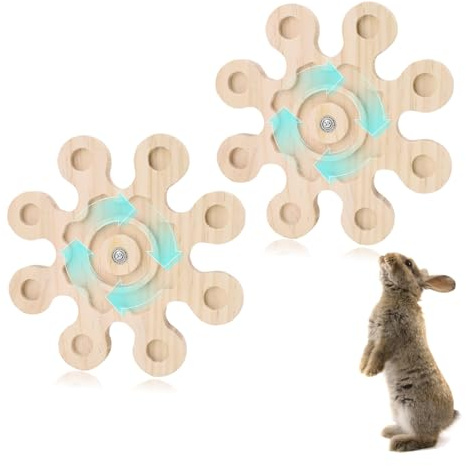 Quxddy Rotierendes Chinchilla-Kauspielzeug, natürliches Holz, Hamster-Kauspielzeug für Zähne mit rotierender Schneeflockenform, geeignet für Chinchilla-Käfig und anderes Rattenkäfig-Zubehör, 2 Stück