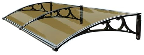 Outdoor Awning, Polycarbonate Patio Cover for Rain, Snow & Sun Protection, Brown Board with Black Bracket (150 x 240 cm) - Weather-Resistant Canopy for Decks & Patios