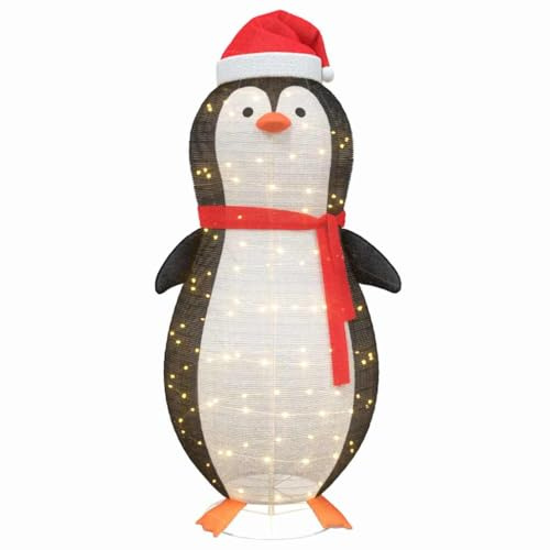 vidaXL Schnee-Pinguin Figur mit 600 LEDs Warmes Weiß 78 x 178 cm Stoff