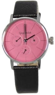 Gigandet Armbanduhr Damen Multifunktion Datum Edelstahl Leder Silber Beere G38-013
