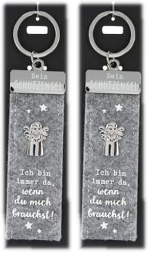 Depesche 10890.003 Schlüsselanhänger aus Filz, mit Schutzengel und Aufschrift, Wegbegleiter Ich passe immer auf dich auf, grau, ca. 15 cm (Packung mit 2)