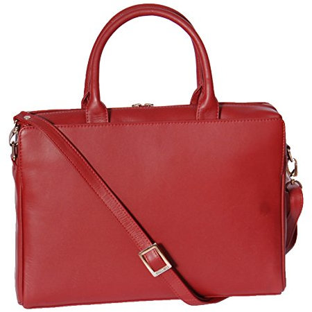 House of Luggage Geschäft Damen Echtes Leder Aktenkoffer Arbeitsbüro Laptop Schultertasche HLG286 Rot