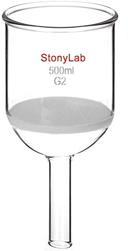 StonyLab Imbuto Filtrante Buchner in Vetro Borosilicato con Fritta Media (G2), Diametro Interno 94mm, Profondità 100mm (500 mL)