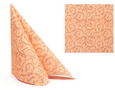 50 Servietten ORNAMENT Orange PREMIUM AIRLAID Stoffähnlich 40x40cm 50 Stück pro Packung Hochwertig Stoffoptik Hochzeitsservietten Geburtstag Hochzeit Taufe Catering Hotel Gastro 11 Motive Orange
