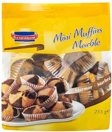 KuchenMeister Mini Muffins Marmor | im Beutel 255g | Locker, saftige Marmor Muffins | Mini Format | perfekt für zwischendurch & unterwegs | (1 x 255g)