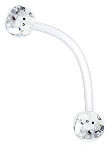 Paula & Fritz® Bauch-nabelpiercing Schwangerschafts-Piercing Glitzerkugeln Bio Flexibler Stab Acrylkugel Bauch-Piercing Nabel Clear