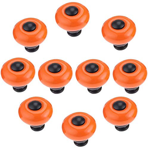 FBSHOP(TM) Orange Keramik Schrankgriffe Türknöpfe Schrankknöpfe Möbelknopf Möbelknöpfe Set Möbelgriff Keramik DIY (10 Stück)
