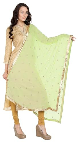 themilestocks Woman's Embroidered Chiffon Dupatta Scarf Shawl Wrap Soft Indian Bridal Wedding - Off White