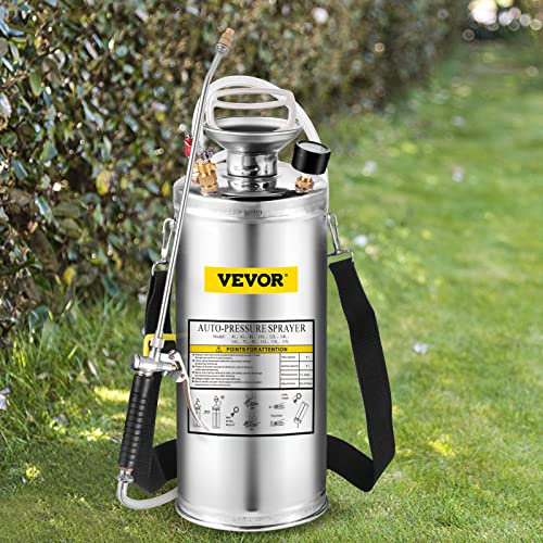 Happybuy Pulverizador a Presión de Alto Rendimiento con Bomba de Acero Inoxidable (8 L), Plateado