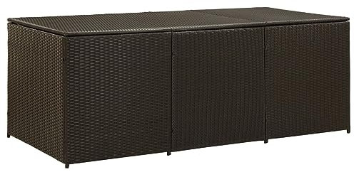 vidaXL Gartenbox Auflagenbox Kissenbox Kiste Gartentruhe Truhe Box Aufbewahrungsbox Auflagenkiste Garten Poly Rattan 180x90x70cm Braun