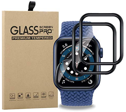 Young & Min 2 pack Cristal Templado para Apple Watch SE 2022/6/5/4 44mm, [3D Curvo] [Cobertura Completa] Protector de Pantalla para iWatch 44mm Series SE/6/5/4