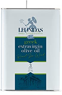 Huile d'Olive Vierge Extra LEONIDAS 100% Grecque, Extraite à Froid | Sparte | Grèce | 3 Litres