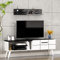 Nora Meuble TV - Banc TV - Moderne Salon Ensemble de Meubles avec étagère Murale au Design élégant (Blanc/Marbre Noir)