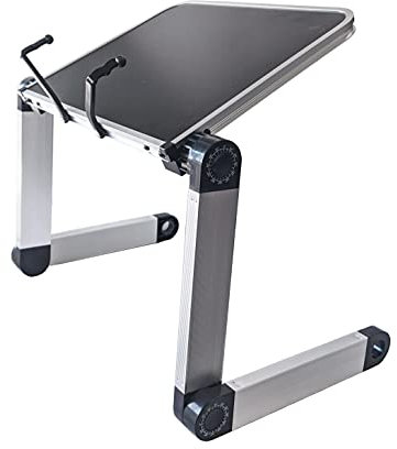 Table Buddy ergonomischer Laptop Ständer, Laptophalter aus Aluminium, leicht, höhenverstellbar, winkelverstellbar und zusammenklappbar, geeignet für Innen- und Außenbereich 30,5 x 24,5 cm