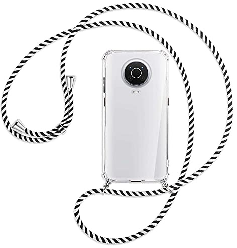 mtb more energy® Handykette kompatibel mit Nokia G10, Nokia G20 (6.52'') - Black & White - Smartphone Hülle zum Umhängen - Anti Shock Full TPU Case