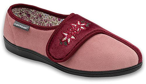 Dunlop Ladies Womens Slippers Slip On Hook & Loop Adjustable Fastening Memory Foam Size 3-8