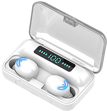Tec-Digi Wireless Earbuds, Bluetooth 5.0 Headphones TWS True Wireless Earphones for iPhone/Android, 40H Playtime, Touch Control, IPX7 Waterproof,Portable Charging Case, White