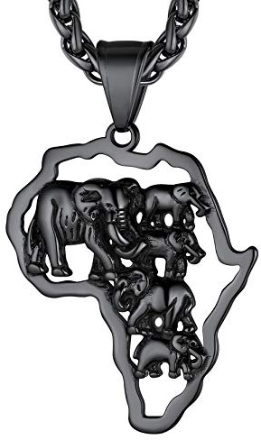 Richsteel personalisierte Afrika Karte Edelstahl Herren Kette mit Afrika Karte Anhänger Horusauge Anhänger mit Geschenkebox für Herren und Damen