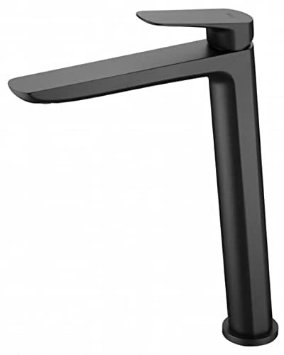 IMEX - Grifo lavabo caño alto negro matemezclador monomando de baño Bélgica Imex + Tapón desagüe Negro Mate (Grifo + Valvula Click-Clack)