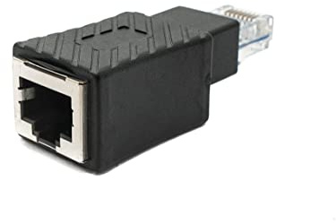 System-S LAN Adapter RJ45 Buchse zu Stecker Ethernetadapter Kabel in Schwarz