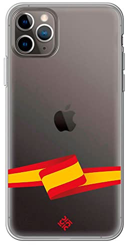 Movilshop Funda para [ iPhone 11 Pro MAX ] Dibujo Auténtico [ Bandera España ] de Silicona Flexible Transparente Carcasa Case Cover Gel para Smartphone.