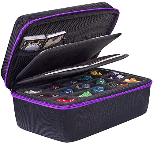 SIQUK Würfeletui kompatibel mit DND Würfel Set, Tischspiele Würfel Fall und Würfel Rollen Tablett Würfeltablett Würfelschale RPG Fall Veranstalter DND Organizer, Violett