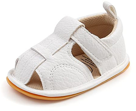 Cheerful Mario Baby Sandalen Lauflernschuhe für Baby Jungen Mädchen Erster Schuhe Krabbelschuhe Weiß 1 6-12 Monate