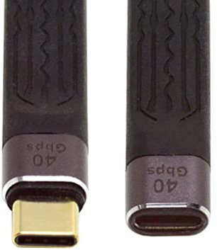 chenyang Cable de extensión USB-C USB 4 delgado plano macho a hembra de 40 Gbps con carga de 100 W y 8K a 60 Hz compatible con Thunderbolt3/4 de 13 cm