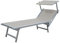 TEMPO STYLE - Lettino Mare Professionale in Alluminio L-Mediterraneo | Pieghevole con Tetto Parasole, Rivestimento in Textilene, Ideale per Spiaggia, Piscina e Giardino (Grigio/Alluminio)