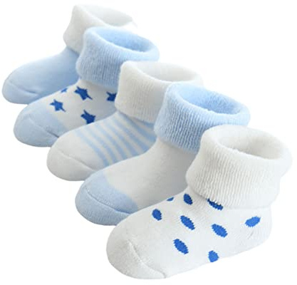 FedMois 5 Paia Calzini Cotone Invernali Termici Neonati Bambini