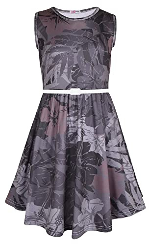 A2Z Kids Girls Skater Dress Sleeveless Camouflage Floral Leaf Print Dance Fashion Summer Wear Party Dress Age 7-8, 9-10, 11-12 & 13 Years