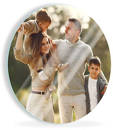 WallArena Ihr Foto auf Glas 50x50 cm - Runde Glasbild Wandbild mit Wunschmotiv Kunstdruck Personalisierte Geschenke Hochzeit Männer Frauen Personalisiert Geburtstagsgeschenk
