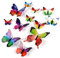 HDKAJL 3D Schmetterlinge Deko, 72 Stück Bunte Schmetterling Wanddeko Aufkleber Wandaufkleber Schmetterlinge Dekoration Schmetterling Wandtattoo für Kinderzimmer Schlafzimmer Wohnzimmer Fasching Deko