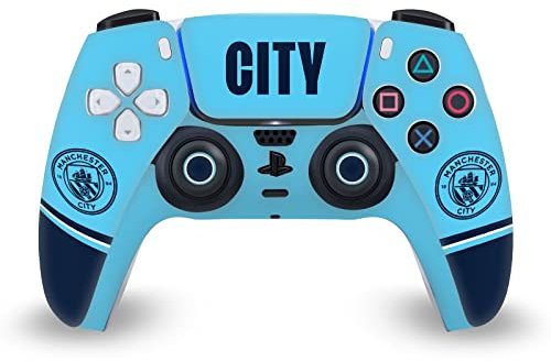 Head Case Designs Offizielle Manchester City Man City FC Badge Schiff Logo Kunst Vinyl Frontplatte Haut Gaming Aufkleber Abziehbild Abdeckung kompatibel mit Sony PlayStation 5 PS5 DualSense Controller