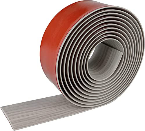 4M*5CM PVC Floor Transition Strip Laminate Floor Cover Strips Self Adhesive PVC Floor Door Divider Strip Flat Laminate Profile Flooring Edge Trim Joining Strip Door Bar (Grey 4M 5cm)
