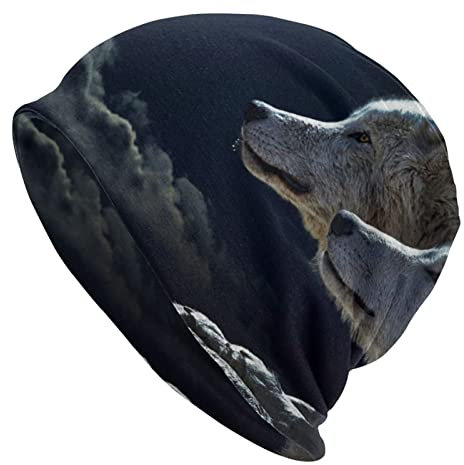 Oudrspo Full-Moon Wolves d Marble Purple Print Erwachsene Strickmütze für Männer/Frauen Slouchy Beanie Ski Skull Cap Winter Dünne, Dehnbare, warme Strickmütze