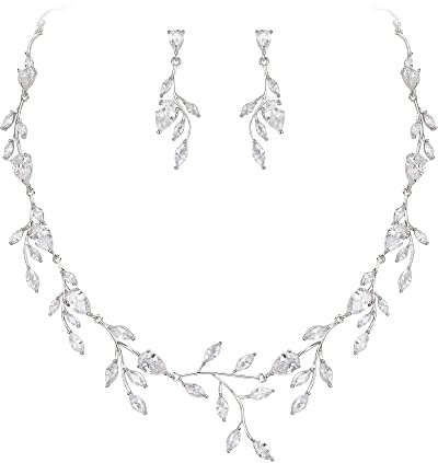 EVER FAITH Teardrop Hochzeit Schmuckset für Braut Party Zirkonia Halskette Ohrringe Set Klar Silber-Tone