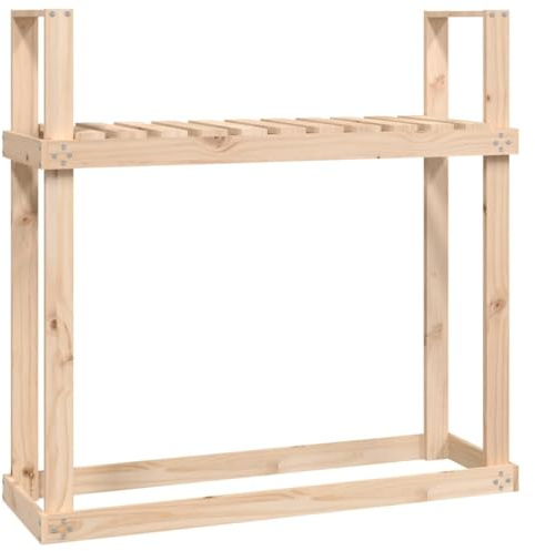vidaXL Kaminholzregal, Brennholzregal mit viel Stauraum, Unterstand für Kaminholz Brennholz, Kaminholzständer Brennholzständer, Massivholz Kiefer