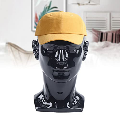 KOLHGNSE 50cm Männlich Schaufensterpuppe Modellkopf PVC Perückenkopf Dekokopf Mannequin Kopf Hüte Brille für Perücken, Hüte, Turbane, Nackenschals und Haarbänder (Glänzend schwarz)