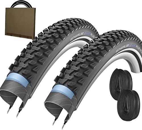 Schwalbe Reifen Marathon Plus MTB HS468 Unplattbar schwarz Reflex 27,5x2.10 | 54-584 mit AV Schlauch [ 2 STÜCK ]