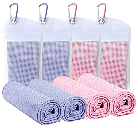 SZELAM 4 Packungen kühlendes Handtuch 40/''x12/'', Eishandtuch, weiches, atmungsaktives Instant-Handtuch, Outdoor und mehr Aktivitäten Kinder, Mädchen, 2 Macarons Rosa/2 Lavendel, HLXUK230323CT-FT01