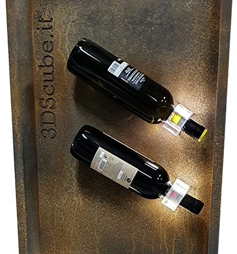 3DScube Portabottiglie da parete in plexiglass con illuminazione led, espositore per vino, portabottiglia ICE orientabile per enoteche, cantine, ristorazione
