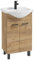 Domodomo - Mueble de baño con lavabo, 85 x 50 x 41 cm, mueble de baño de pie con cajón y armario inferior, lacado, elegante juego con lavabo de cerámica