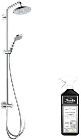 Colonne de douche ou bain douche sans robinetterie HANSGROHE Croma 220 chromée + nettoyant Briochin