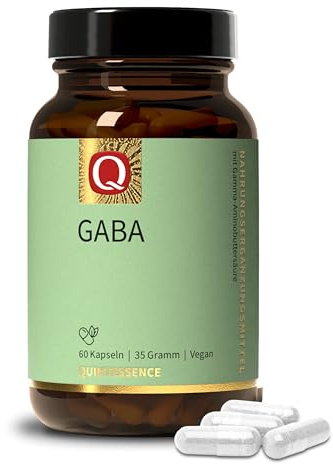 Quintessence GABA Kapseln 60 Stk. - 500mg pro Kapsel, Mit Markenrohstoff AMINOFERMENT® GABA, Mehr als 99% Reinheit, Vegan & ohne Zusatzstoffe, Produziert in Österreich